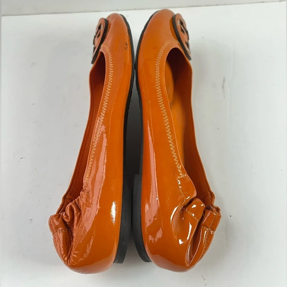 Tory Burch Orange Patent Leather Ballet Flats Size 7 Medium